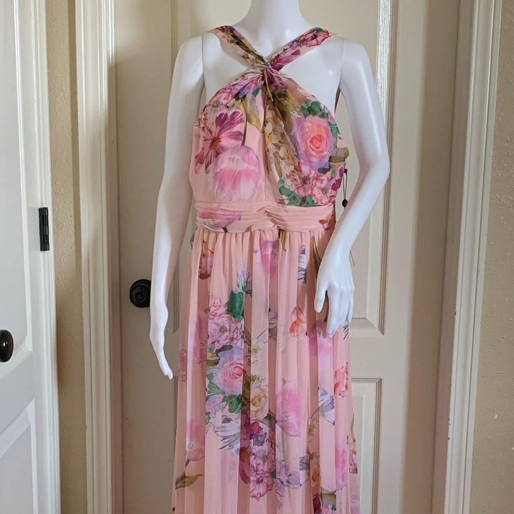 Adrianna Papell Floral Printed Chiffon Gown - Picture 5 of 16